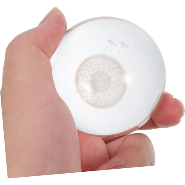 6cm 3D Maskros Kristallkula Pappersvikt Lasergraverad Glasmaskros