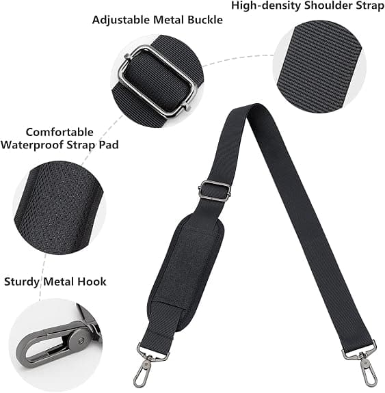 Shoulder Strap for Shoulder Bags — Adjustable, Soft, and Thickened Replacement Strap with Metal Hooks
