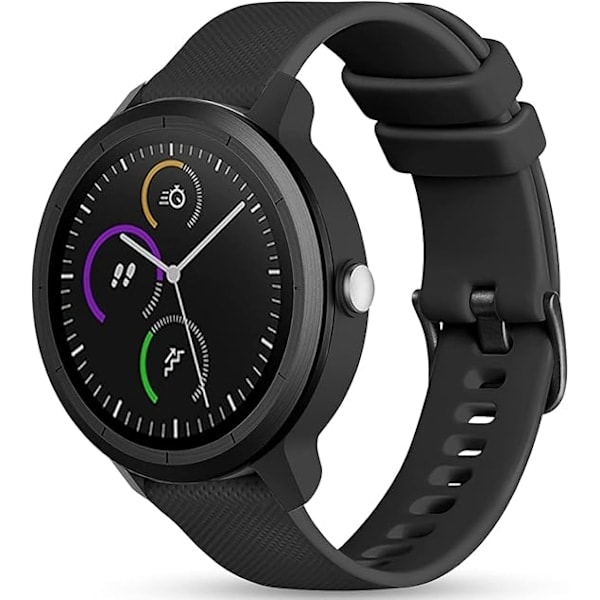20 mm armband för Garmin Vivoactive 3/3 Music/Venu/Venu 2 Plus/sq/sq 2/Forerunner 245/645/55, mjukt silikon utbytesarmband