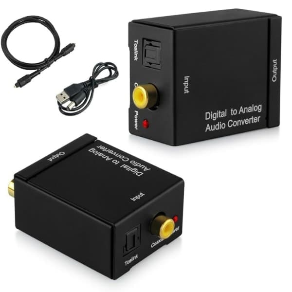 Digital til lydkonverter Optisk RCA LR lydadapter Sort