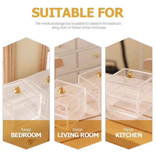 5 st Miniatyr Förvaringslådor Transparenta Boxar Mini Dockhus Tillbehör