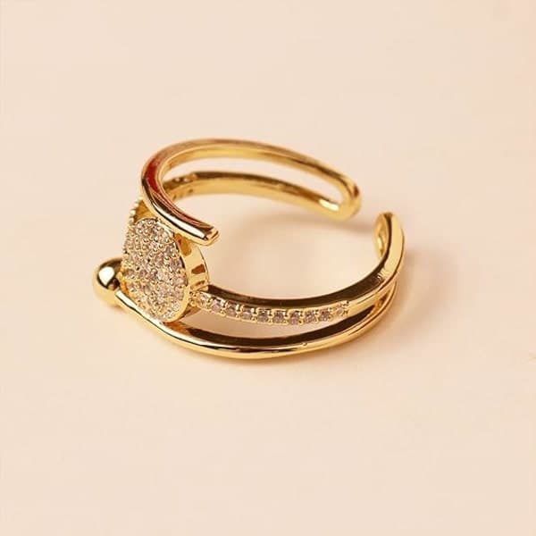 Justerbar öppen ring för kvinnor - Illusion Multi Circle Simulerad Diamant Cub Zirconia Mode Kostym Smycken Present för Bal Fest