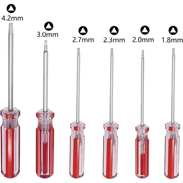 6-osainen kolmikulmainen ruuvimeisselisarja, magneettiset kolmikulmaiset ruuvimeisselikärjet 1,8 mm 2,0 mm 2,3 mm 2,7 mm 3,0 mm 4,2 mm lelut