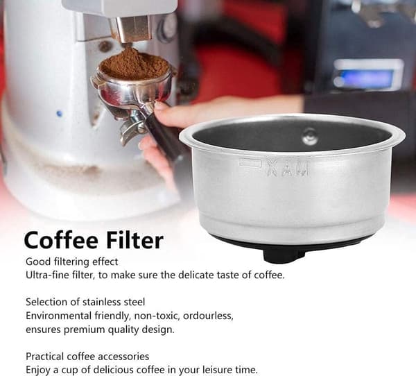 Genanvendelig kaffefilterkurv, 51 mm ultrafint filter i rustfrit stål med silikonebase, til kaffemaskiner, hjemmebrug, sølv