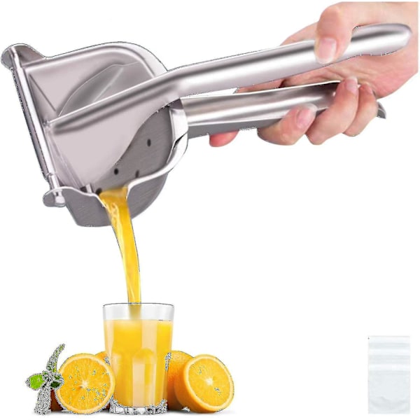 Ægte citronpresser i rustfrit stål, manuel citruspresser, kraftig manuel presning