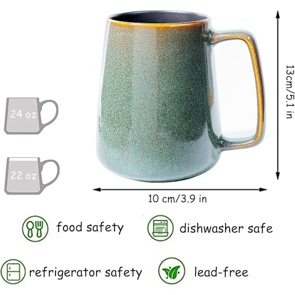 Keramisk kaffemugg, mjölkkaffemugg, tekopp, slät glasyr