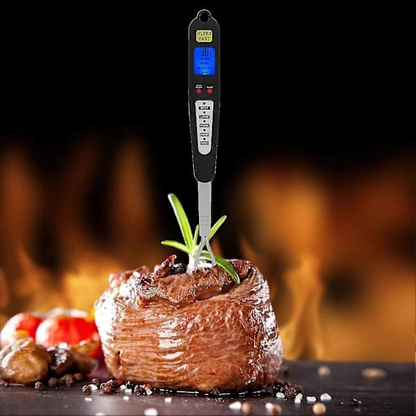 {PL}Digitalt BBQ Termometer Gaffel - Direkteavlesning, Doble Prober, LED-Display
