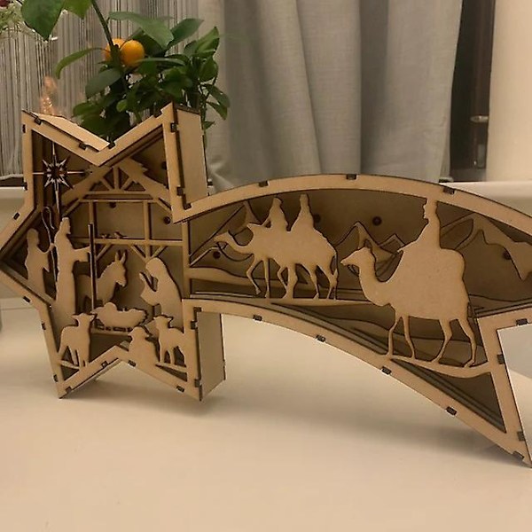 LED Nattlys, Juledekorasjon Tømmer Elg Moose Par på Hvit Snø Auto Skumring-til-Daggry