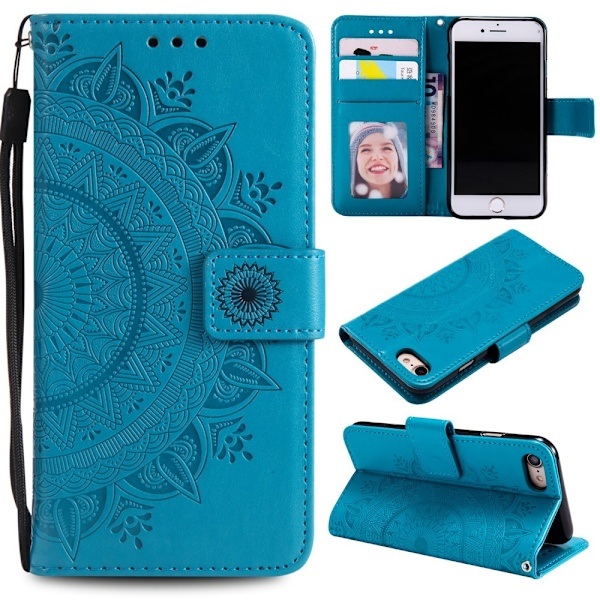 iPhone 7/8/SE (2020/2022) - Mandala Plånboksfodral - Blå Blue Blå