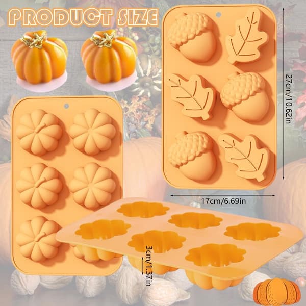 Silikone Halloween Chokoladeforme - Græskarblad, til Bagning, Sæbe, Muffins - 27*17*3cm - Orange