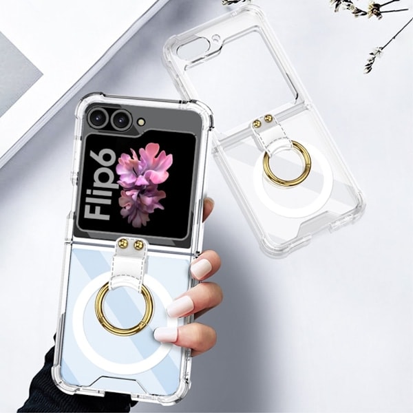 GKK Galaxy Z Flip 6 Skal med Ringhållare Magsafe Transparent