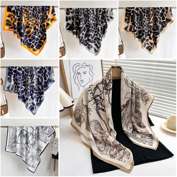 Strandsjal 90x90cm Sidenscarf 9 9