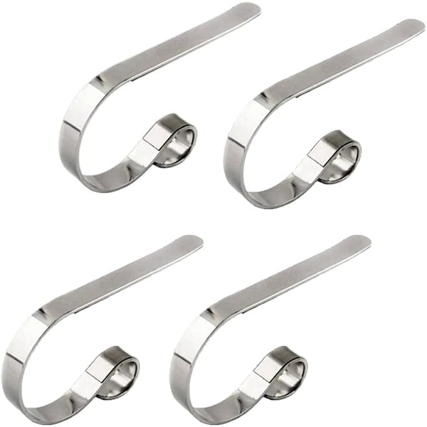 4 st Julstrumphållare, Spishällskrok, Metallhängande Krok Passar för Julgran, Öppen Spis, för Julfester (Silver)