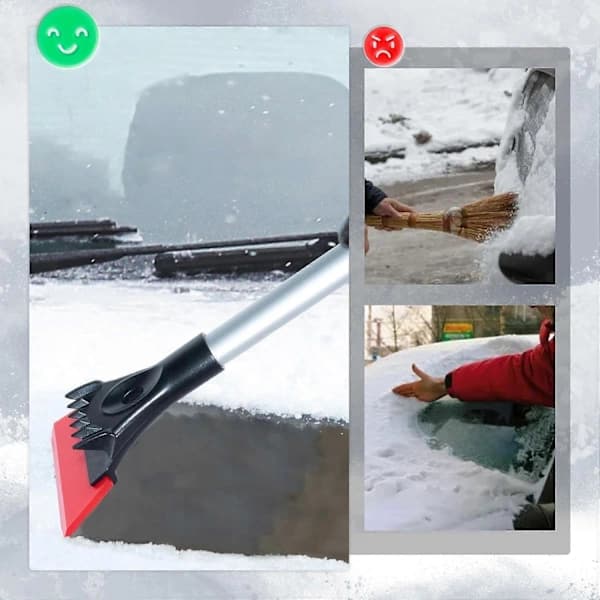 {PL}Extended Snow Scraper for Windshield, 43.5cm Aluminum Ice Scraper with Foam Grip, Ice and Snow
