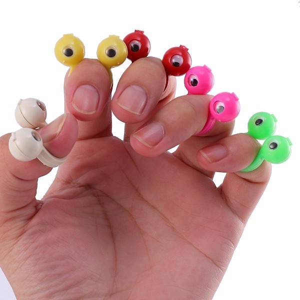 36 stk. Øye-fingerdukker Goggly Eyes Ringer Øyeballringer Fingerleker Festrekvisitter (Tilfeldig farge)