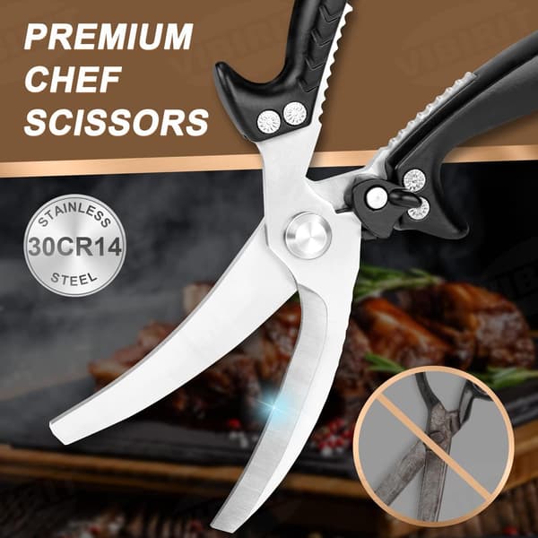 Kitchen Shears Heavy Duty Kitchen Scissors, Sharp Cooking Scissors Stainless Steel Shears, Spring Loaded Dishwasher Safe Black Scissors for Meat, Chicken
