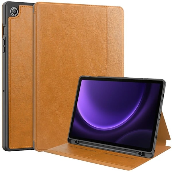 Galaxy Tab S9 FE Etui Business Læder Penholder Brun