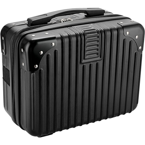 Makeup Rejsetaske - Hård Kosmetiktaske Organizer, Mini ABS Bærbar Rejsetaske Sort black