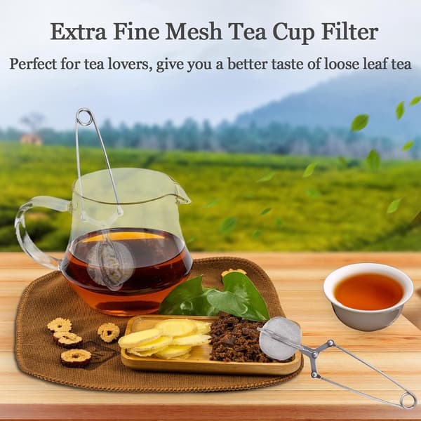 4 Te-si - Rustfrit stål finmasket med håndtag - til løs te, krydderier, urter
