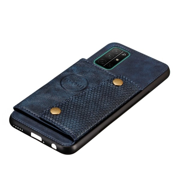 Samsung Galaxy A52 / A52s - Nahkakuori Korttitaskulla Ja Magneetilla - Sininen Blue Sininen