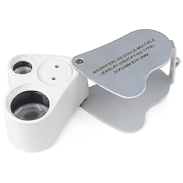 Trixes Juveler Lup 30x & 60x Forstørrelsesglas 2x LED-lys
