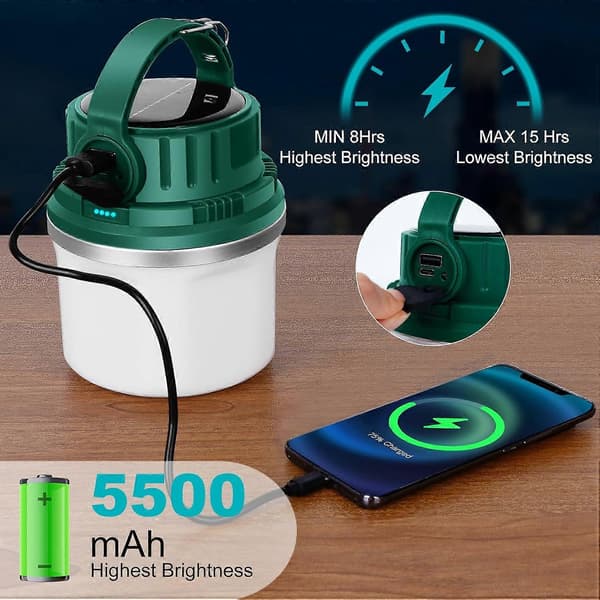 Mini solcellelampe - 5500mAh nødbelysning til strømafbrydelser