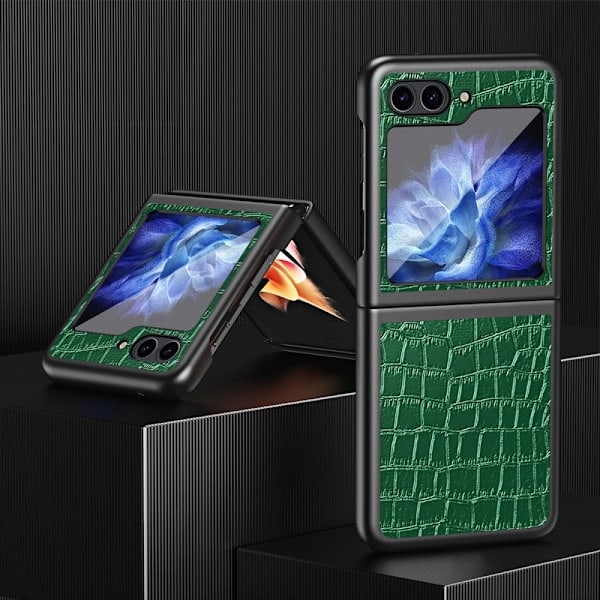 Galaxy Z Flip 6 Skal Krokodilstextur Läder Grön
