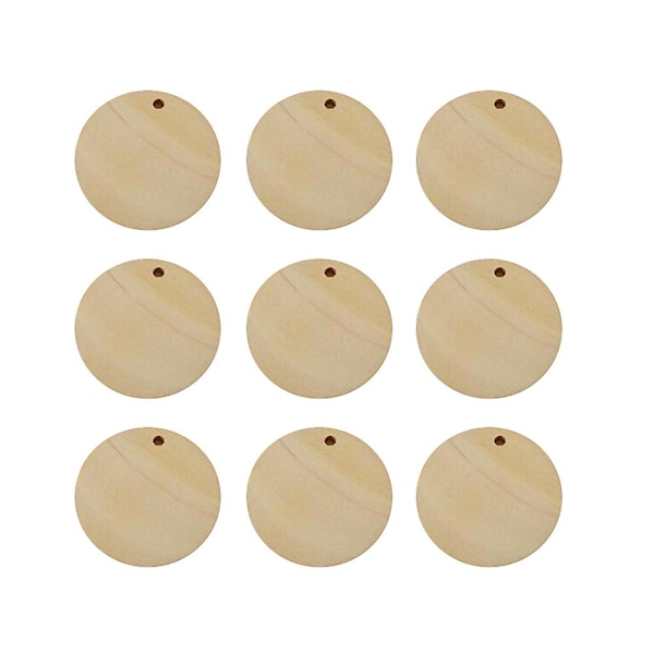 20 kpl Pyöreä Puuviipale Riipus DIY Korutarvikkeet Yksireikäinen Puuviipale Riipus (50mm)