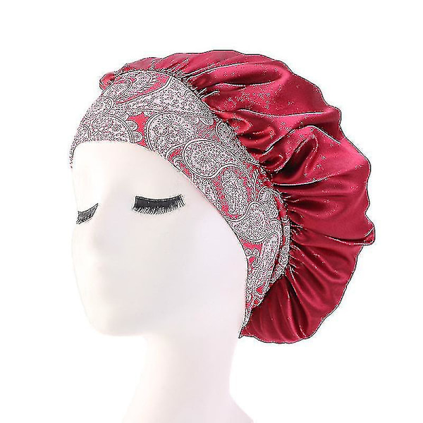 Elastisk Hodebånd i Sateng Silke Bonnet Hatt Sovehette Gjenbrukbar Skjønnhetssalong Hatt for Kvinner (1 stk)