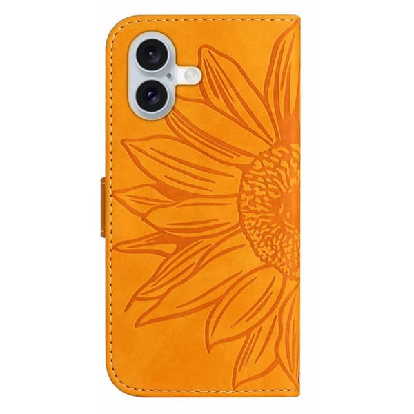 iPhone 17 Præget Blomster Pung Etui - Gul