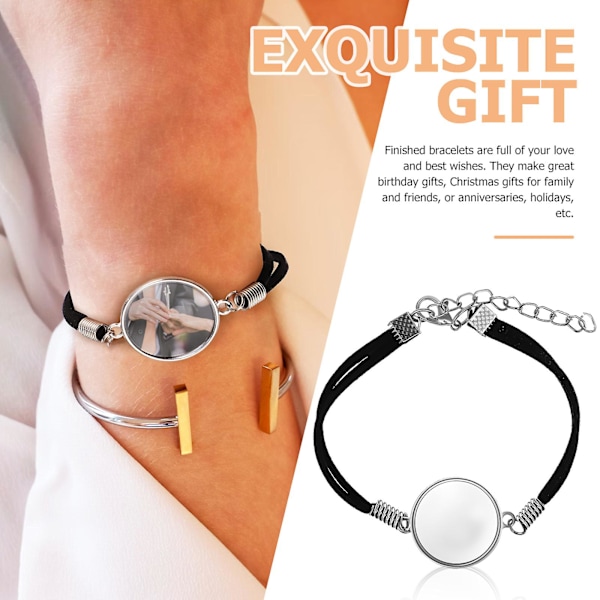 10 st Armband Bezelinställningar för Smyckestillverkning Konstläder Armband med Glascabochoner