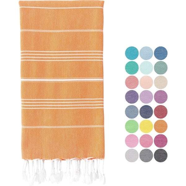 Strand - Pyyhe Turkispuuvilla Kylpy Spa Sauna Hammam Matka Jooga Kuntosali Jahti Lakana Kääre Huopa 100 x 180 cm (oranssi)