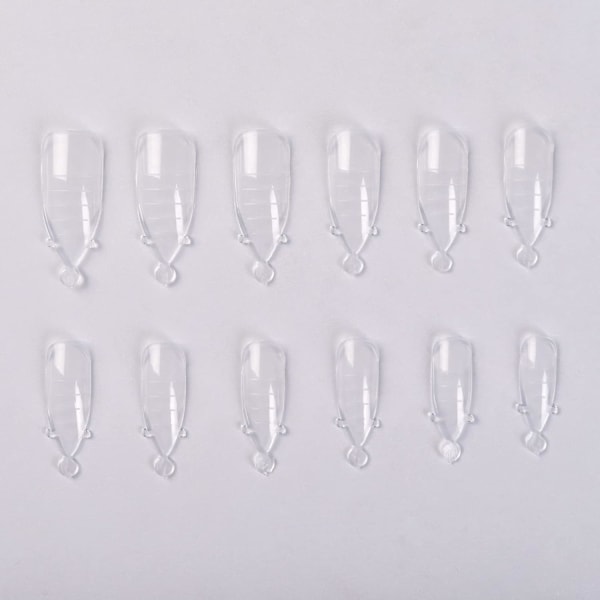 120 st Klar Full Täckning Dual Nail System Form UV Gel Akryl Nagelkonst Form Konstgjorda Nagelspetsar med Skala för Förlängning