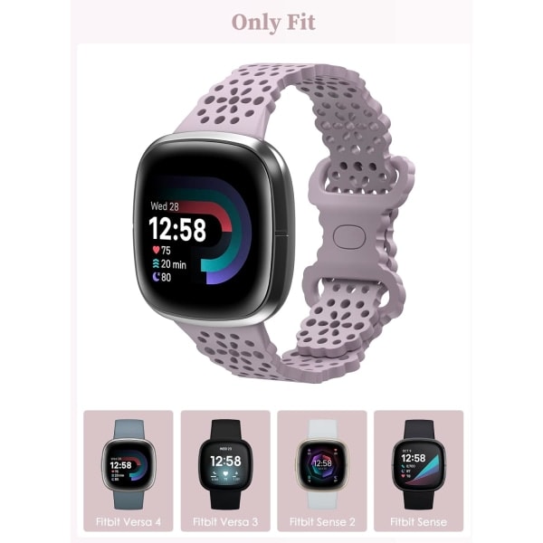 Sportarmband kompatibelt med Versa 4/Versa 3/Sense 2/Sense, [5-pack] Mjuka TPU-ersättningsarmband, damarmband - Lavendel/Rosa/Svart/Vit/Barrgrön