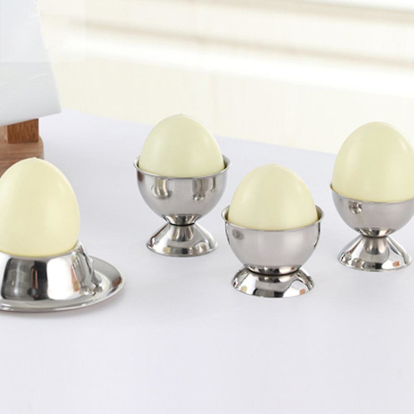 2 stk. Eggholder i rustfritt stål, kokt eggstativ, kjøkkenverktøy for frokostbrunsj (eggebase)