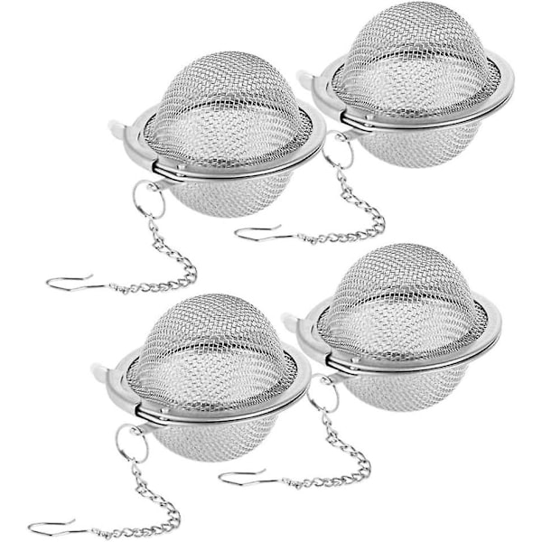 4 stycken rostfria tebollar, tesilboll, rostfritt stål tebollinfuserare, med förlängd kedjekrok, för lösa teblad och kryddor