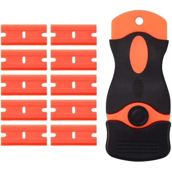 Klistremerkefjerner med skrape, 10 plastblader【PL】