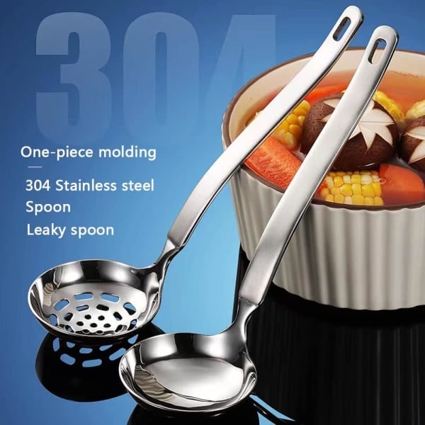 Soppslev Metall SUS304 Rostfritt Stål Slev Sked Och Hålslev Set Soppslev Med Hål
