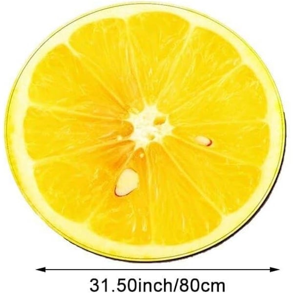 Söpö pyöreä ovimatto sitruuna, vettä imevä kylpymatto, pehmeä liukumaton lattiamatto, eteisen matto, kylpymatto (80cm)
