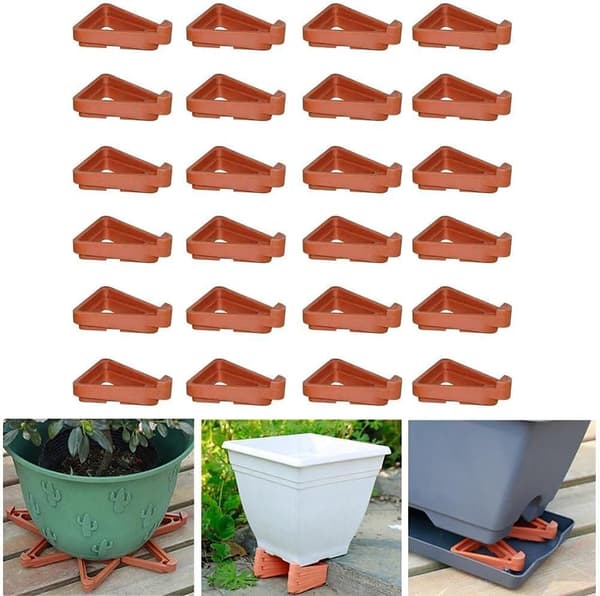 Set med 24 triangulära blomkrukfötter för inomhus- och utomhusbruk