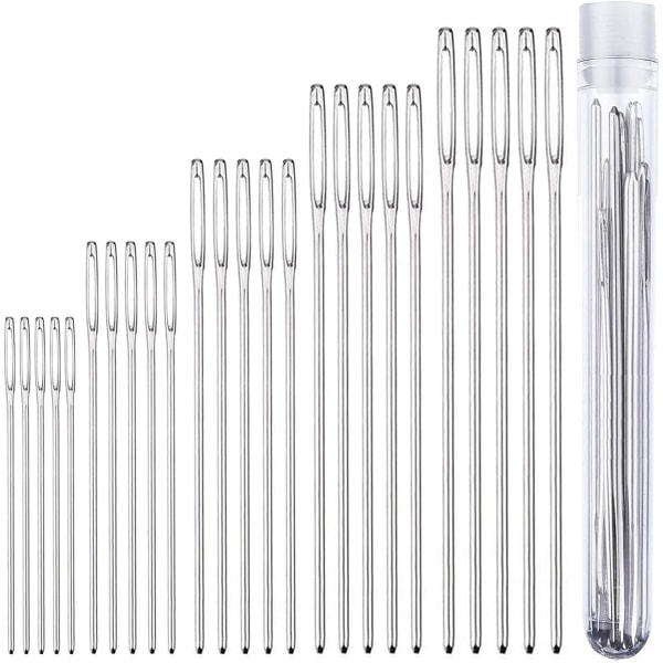 Needles Five Sizes 14, 16, 18, 20, 24 - Blunt Large Eye Needles 25 Pcs for Cross Stitch and More (Silver-25pcs)