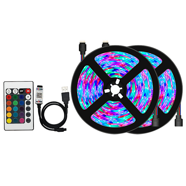 LED-ljusremsa-kit 5050RGB Färgrik Fjärrkontroll Bluetooth 5V Ljusremsa-kit TV-bakgrundsbelysning (2m)