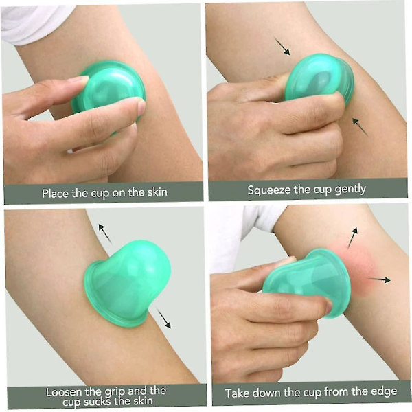 Koppar för Koppingterapi Set Ansiktskopping Set Anti Cellulite Massage Silikon Massagekopp Familjehälsoskötselhjälp - Grön4st