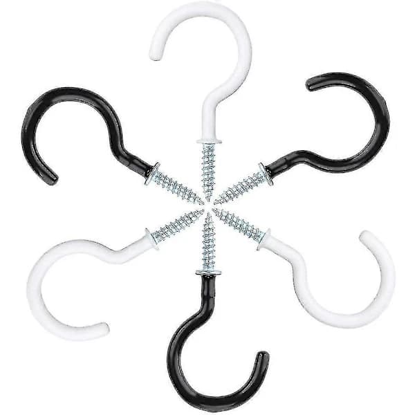 {PL}Krog til kopper 18 stk. 7,4 cm Skruekrog til loft Krusholder Plastbelagt Sort Hvid--
