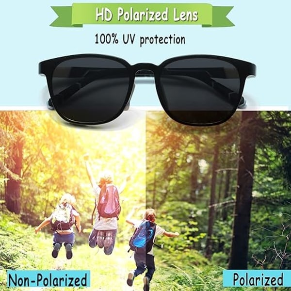 Skidglasögon för barn Polariserade - Solglasögon för barn Flexibel ram för pojkar flickor småbarn ålder 3-8 (svart)