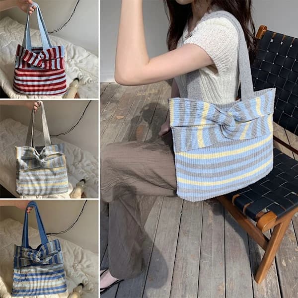 Strikkede Håndtasker Crossbody Taske GRÅ Grå