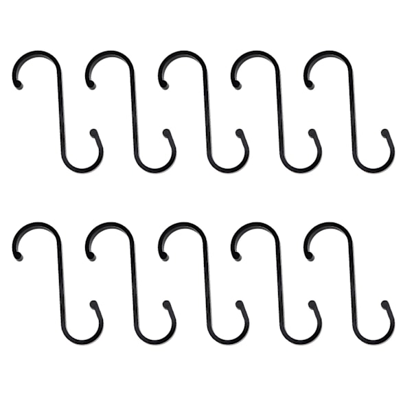 10 st S-formade krokar i legering, universell spikfri krok för hemmet och köket (svart)