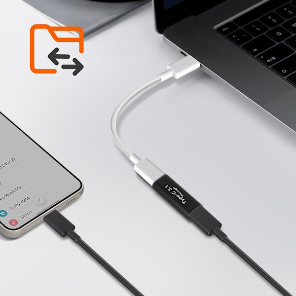USB-C Hunn til USB-C Hunn Skjøteadapter Kompakt Design, Svart