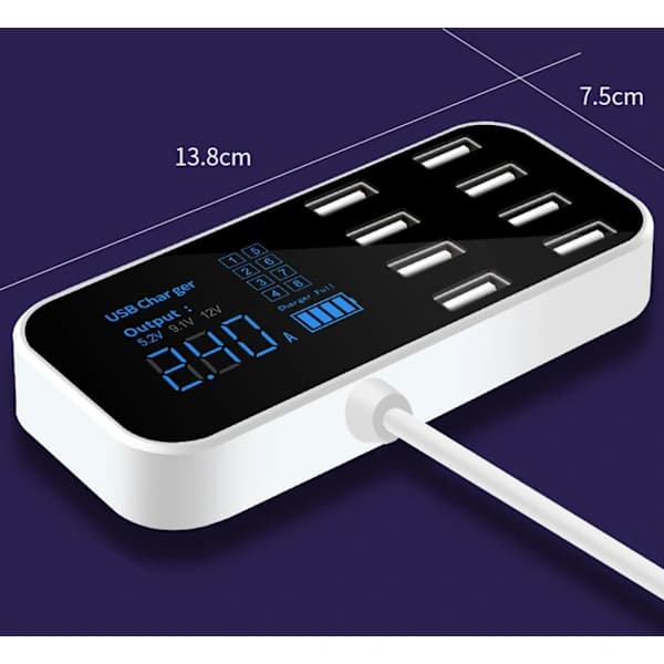 A9S Hurtig Biloplader 8 Porte Multi USB Telefonoplader USB Hub【PL】