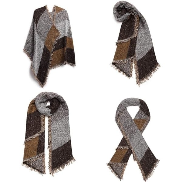 Dame Tartan Halstørklæde Vinter Lang Blød Varm Tartanternet Halstørklæder Wraps Uld Spinding Frynser Sjal Lang Stola